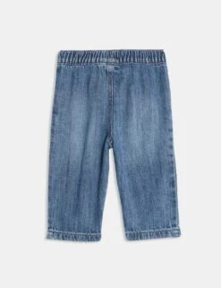 Cotton Rich Denim Drawstring Jeans (0-3 Yrs) -Marksandspencer Sale Store cotton rich denim drawstring jeans 0 3 yrs 1 4