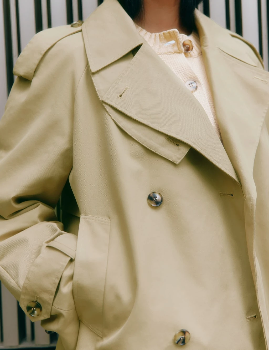 Cotton Rich Double Breasted Short Trench Coat 11 Cotton Rich Double Breasted Short Trench Coat - Image 11