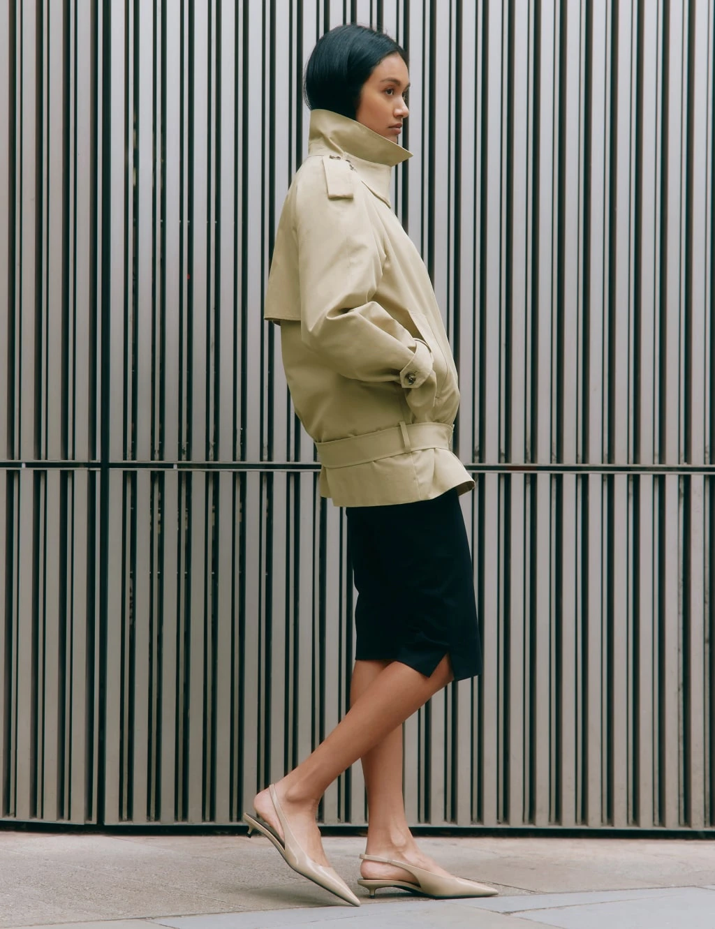 Cotton Rich Double Breasted Short Trench Coat 10 Cotton Rich Double Breasted Short Trench Coat - Image 10