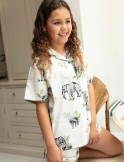 Cyberjammies Cotton Rich Elephant Revere Pyjamas (2-13 Yrs) -Marksandspencer Sale Store cotton rich elephant revere pyjamas 2 13 yrs 1 6