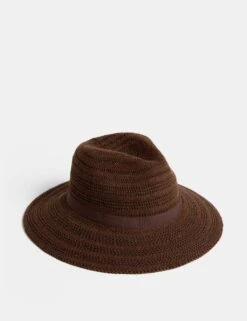 Cotton Rich Fedora Hat 8 Cotton Rich Fedora Hat -Marksandspencer Sale Store cotton rich fedora hat 2