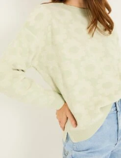 Cotton Rich Floral Crew Neck Jumper -Marksandspencer Sale Store cotton rich floral crew neck jumper 8