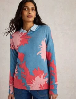 WHITE STUFF Cotton Rich Floral Jumper -Marksandspencer Sale Store cotton rich floral jumper 6