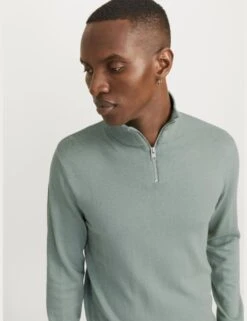 Jack & Jones Cotton Rich Funnel Neck Half Zip Jumper 33 Jack & Jones Cotton Rich Funnel Neck Half Zip Jumper -Marksandspencer Sale Store cotton rich funnel neck half zip jumper 14