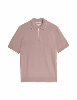 Cotton Rich Half Zip Knitted Polo Shirt 33 Cotton Rich Half Zip Knitted Polo Shirt -Marksandspencer Sale Store cotton rich half zip knitted polo shirt 1