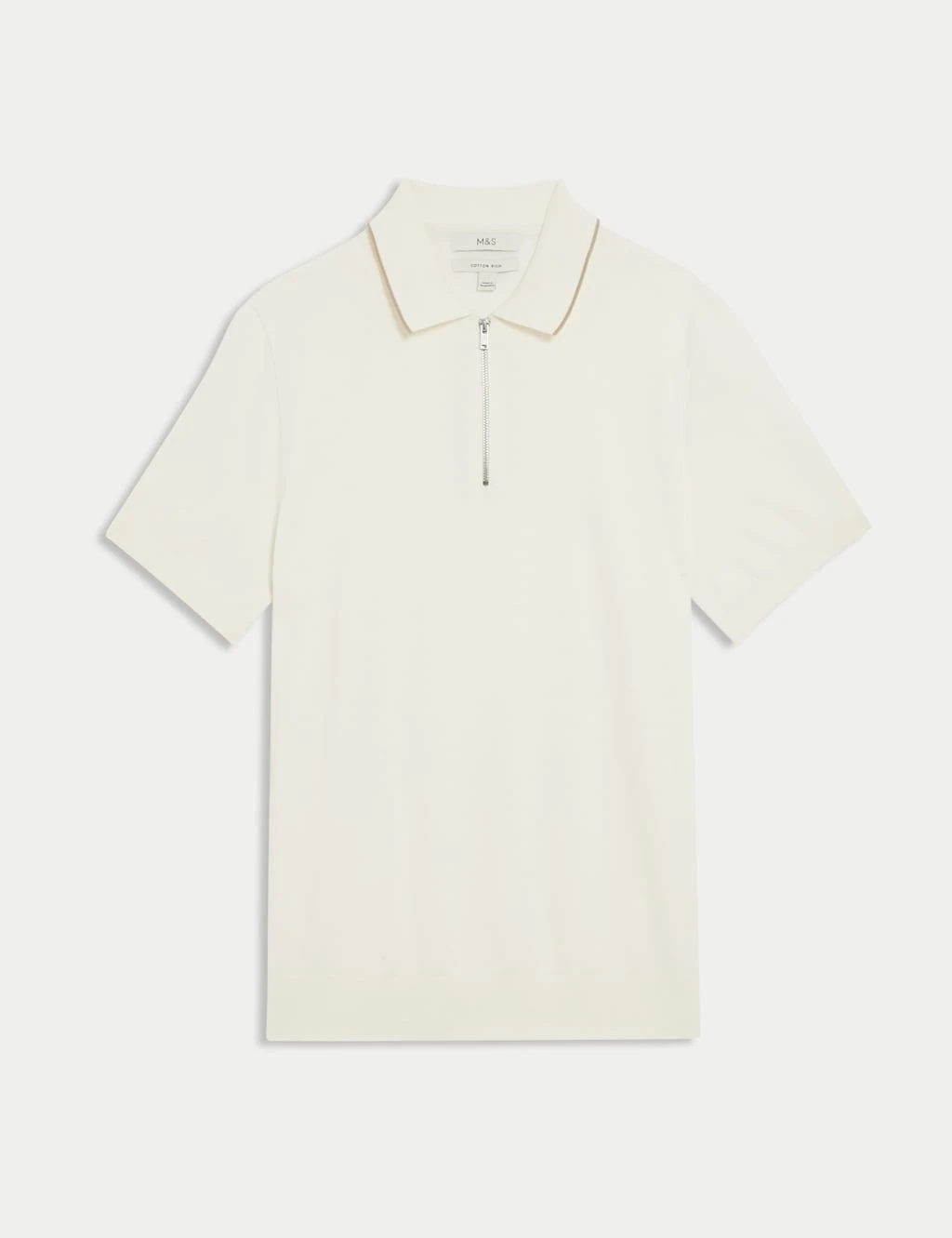 Cotton Rich Half Zip Knitted Polo Shirt 6 Cotton Rich Half Zip Knitted Polo Shirt - Image 6