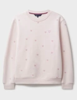 Cotton Rich Heart Print Crew Neck Sweatshirt -Marksandspencer Sale Store cotton rich heart print crew neck sweatshirt 5