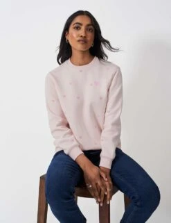 Cotton Rich Heart Print Crew Neck Sweatshirt -Marksandspencer Sale Store cotton rich heart print crew neck sweatshirt 6