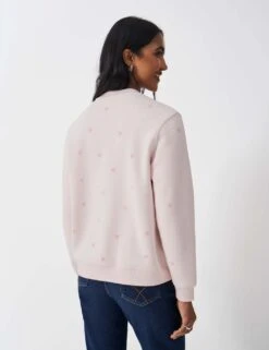 Cotton Rich Heart Print Crew Neck Sweatshirt -Marksandspencer Sale Store cotton rich heart print crew neck sweatshirt 7