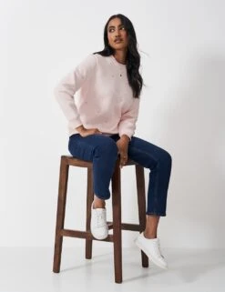 Cotton Rich Heart Print Crew Neck Sweatshirt -Marksandspencer Sale Store cotton rich heart print crew neck sweatshirt 8