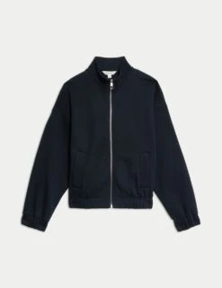 Cotton Rich High Neck Jacket -Marksandspencer Sale Store cotton rich high neck sweatshirt