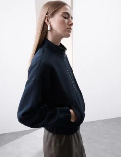 Cotton Rich High Neck Jacket -Marksandspencer Sale Store cotton rich high neck sweatshirt 3