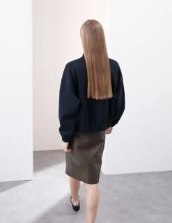 Cotton Rich High Neck Jacket -Marksandspencer Sale Store cotton rich high neck sweatshirt 4