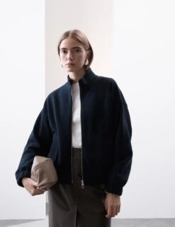 Cotton Rich High Neck Jacket -Marksandspencer Sale Store cotton rich high neck sweatshirt 5