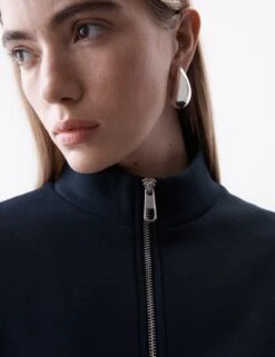 Cotton Rich High Neck Jacket -Marksandspencer Sale Store cotton rich high neck sweatshirt 6