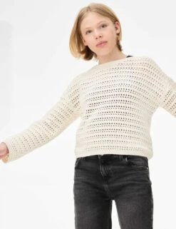 Cotton Rich Knitted Jumper (6-16 Yrs) -Marksandspencer Sale Store cotton rich jumper 6 16 yrs 1 2