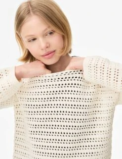 Cotton Rich Knitted Jumper (6-16 Yrs) -Marksandspencer Sale Store cotton rich jumper 6 16 yrs 1 4