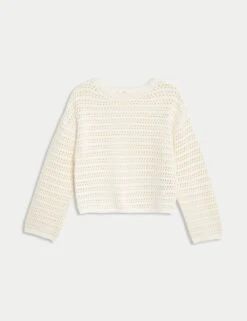 Cotton Rich Knitted Jumper (6-16 Yrs) -Marksandspencer Sale Store cotton rich jumper 6 16 yrs 1 5
