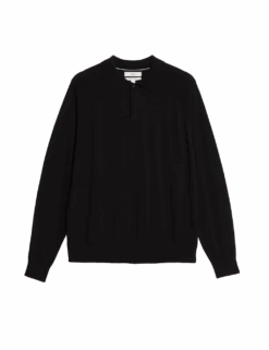 Cotton Rich Knitted Polo Shirt -Marksandspencer Sale Store cotton rich knitted polo shirt 1