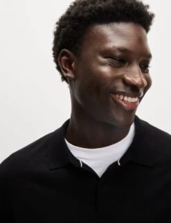 Cotton Rich Knitted Polo Shirt -Marksandspencer Sale Store cotton rich knitted polo shirt 16