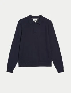 Cotton Rich Knitted Polo Shirt -Marksandspencer Sale Store cotton rich knitted polo shirt 17