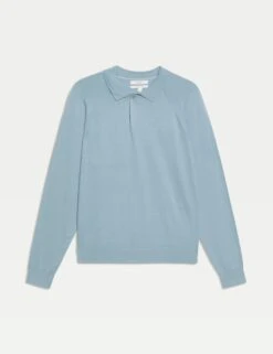 Cotton Rich Knitted Polo Shirt -Marksandspencer Sale Store cotton rich knitted polo shirt 6
