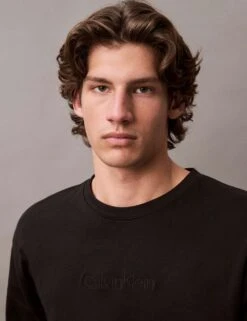 Calvin Klein Cotton Rich Loungewear L/S Pyjamas Top -Marksandspencer Sale Store cotton rich loungewear l s sweatshirt