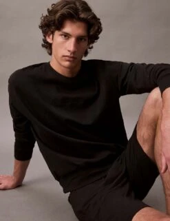 Calvin Klein Cotton Rich Loungewear L/S Pyjamas Top -Marksandspencer Sale Store cotton rich loungewear l s sweatshirt 6