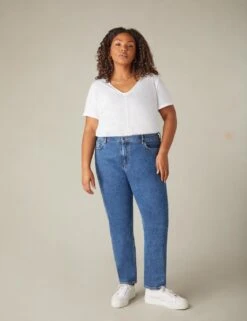 Cotton Rich Mid Rise Mom Jeans -Marksandspencer Sale Store cotton rich mid rise mom jeans 7