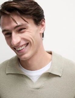 Cotton Rich Open Neck Jumper With Wool -Marksandspencer Sale Store cotton rich open neck jumper with wool 13