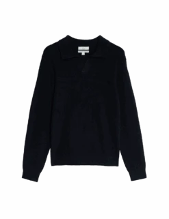 Cotton Rich Open Neck Jumper With Wool -Marksandspencer Sale Store cotton rich open neck jumper with wool
