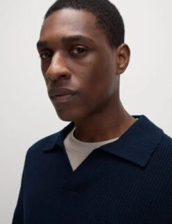 Cotton Rich Open Neck Jumper With Wool -Marksandspencer Sale Store cotton rich open neck jumper with wool 6