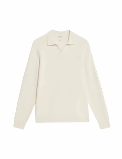 Cotton Rich Open Neck Knitted Polo Shirt 34 Cotton Rich Open Neck Knitted Polo Shirt -Marksandspencer Sale Store cotton rich open neck knitted polo shirt 1
