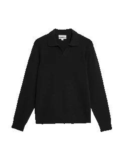 Cotton Rich Open Neck Knitted Polo Shirt 27 Cotton Rich Open Neck Knitted Polo Shirt -Marksandspencer Sale Store cotton rich open neck knitted polo shirt
