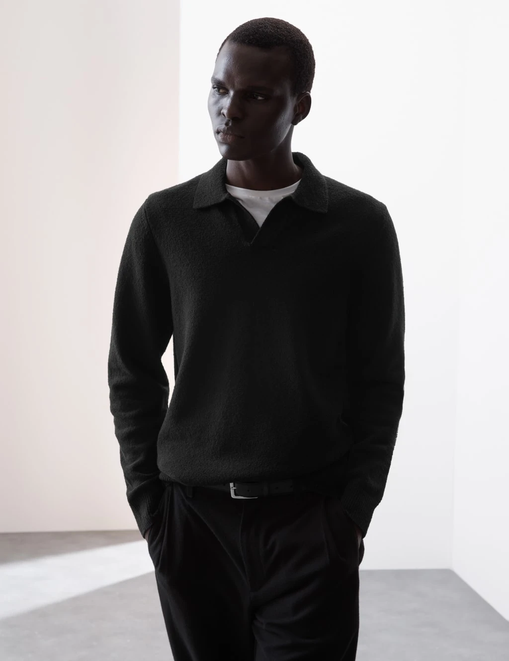 Cotton Rich Open Neck Knitted Polo Shirt 9 Cotton Rich Open Neck Knitted Polo Shirt - Image 9