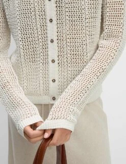 Cotton Rich Open Stitch Cropped Cardigan -Marksandspencer Sale Store cotton rich open stitch cropped cardigan 17