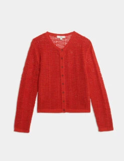 Cotton Rich Open Stitch Cropped Cardigan -Marksandspencer Sale Store cotton rich open stitch cropped cardigan 6
