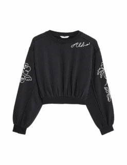 Cotton Rich Paradise Embroidered Sweatshirt (6-16 Yrs) -Marksandspencer Sale Store cotton rich paradise embroidered sweatshirt 6 16 yrs
