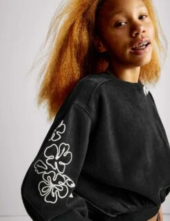 Cotton Rich Paradise Embroidered Sweatshirt (6-16 Yrs) -Marksandspencer Sale Store cotton rich paradise embroidered sweatshirt 6 16 yrs 1 12