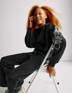 Cotton Rich Paradise Embroidered Sweatshirt (6-16 Yrs) -Marksandspencer Sale Store cotton rich paradise embroidered sweatshirt 6 16 yrs 1 15