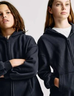 Cotton Rich Plain Hoodie (6-16 Yrs) -Marksandspencer Sale Store cotton rich plain hoodie 6 16 yrs 1 12