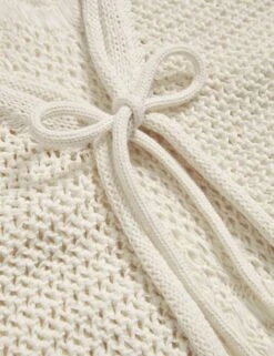 Cotton Rich Pointelle V-Neck Tie Front Relaxed Cardigan -Marksandspencer Sale Store cotton rich pointelle v neck tie front relaxed cardigan 7