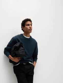 Cotton Rich Relaxed Fit Crew Neck Sweatshirt -Marksandspencer Sale Store cotton rich relaxed fit crew neck sweatshirt 11