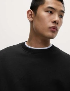 Cotton Rich Relaxed Fit Crew Neck Sweatshirt -Marksandspencer Sale Store cotton rich relaxed fit crew neck sweatshirt 13