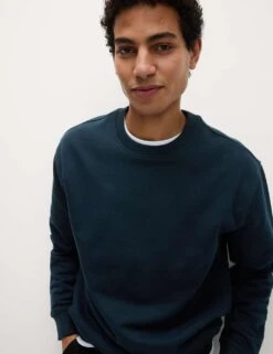 Cotton Rich Relaxed Fit Crew Neck Sweatshirt -Marksandspencer Sale Store cotton rich relaxed fit crew neck sweatshirt 8