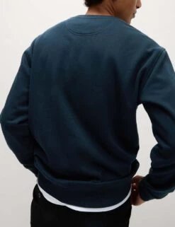 Cotton Rich Relaxed Fit Crew Neck Sweatshirt -Marksandspencer Sale Store cotton rich relaxed fit crew neck sweatshirt 9