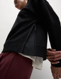 Cotton Rich Mesh Panel Relaxed Hoodie -Marksandspencer Sale Store cotton rich relaxed hoodie