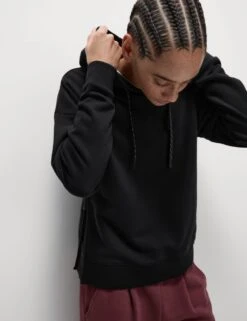 Cotton Rich Mesh Panel Relaxed Hoodie -Marksandspencer Sale Store cotton rich relaxed hoodie 7
