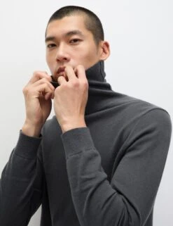 Cotton Rich Roll Neck Jumper With Wool -Marksandspencer Sale Store cotton rich roll neck jumper with wool 10