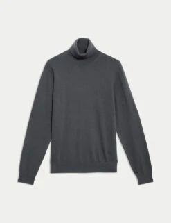 Cotton Rich Roll Neck Jumper With Wool -Marksandspencer Sale Store cotton rich roll neck jumper with wool 11